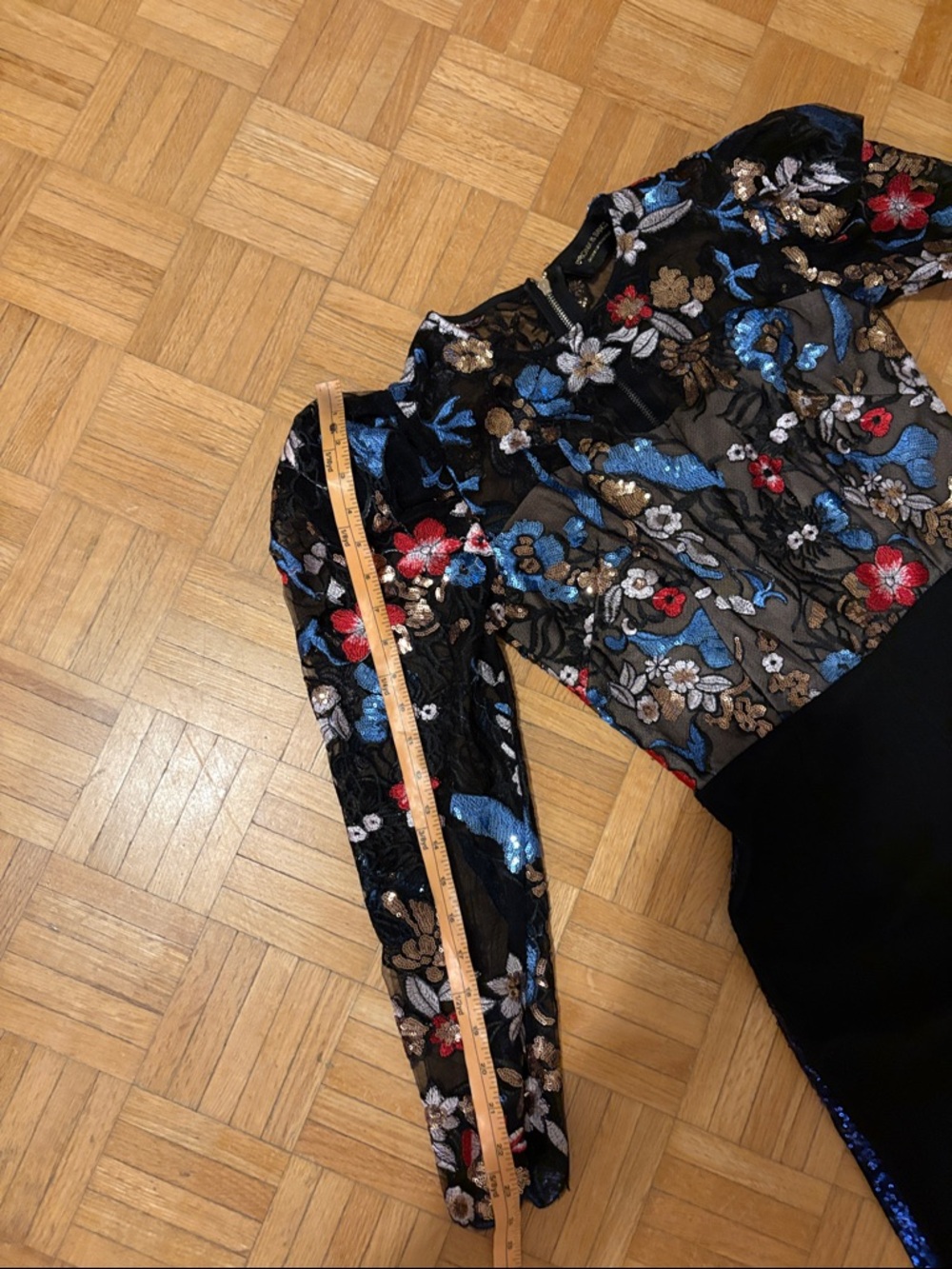Bronx & Banco Black Wide-Leg Jumpsuit with Floral Bodice and Blue Trim. NWOT - Picture 10 of 16